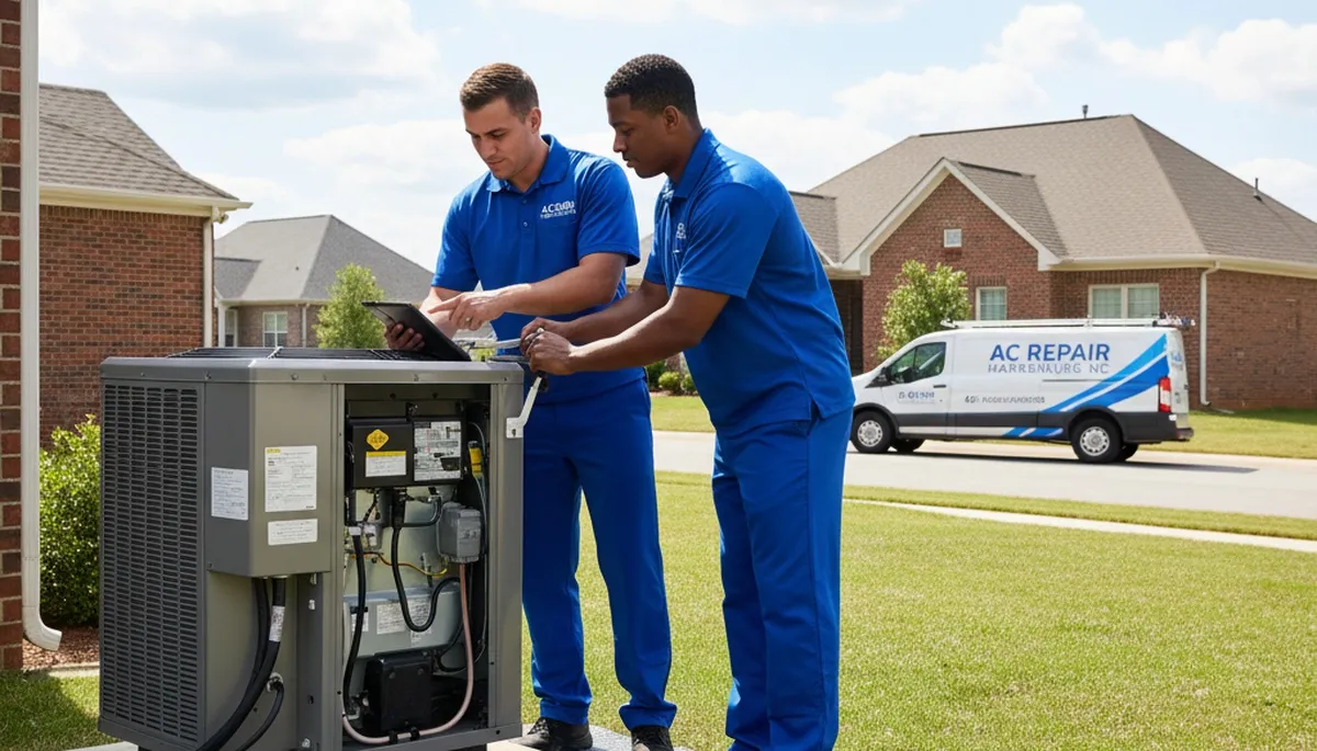 HVAC technician providing air conditioner repair service in Charlotte NC home