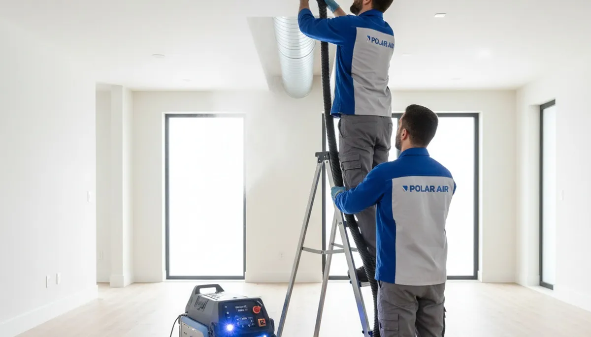 Technician cleaning residential air ducts in Charlotte NC for improved HVAC efficiency and air quality